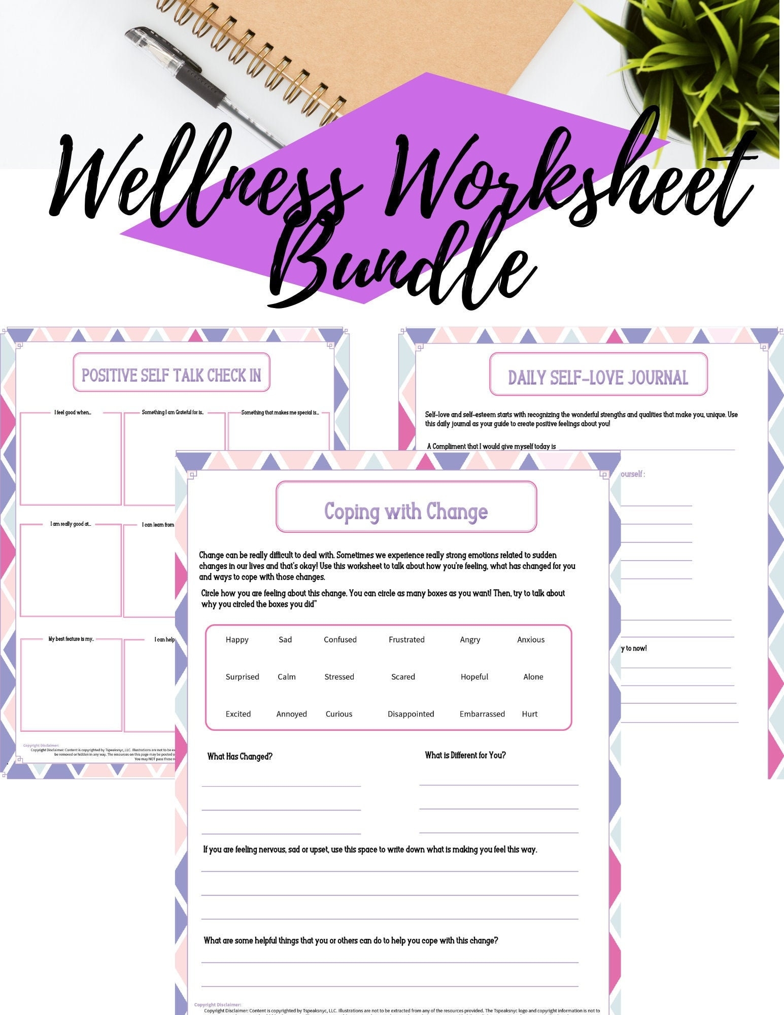 Wellness Printable Journal And Worksheets Etsy Wellness Printable Journal And Worksheets Etsy