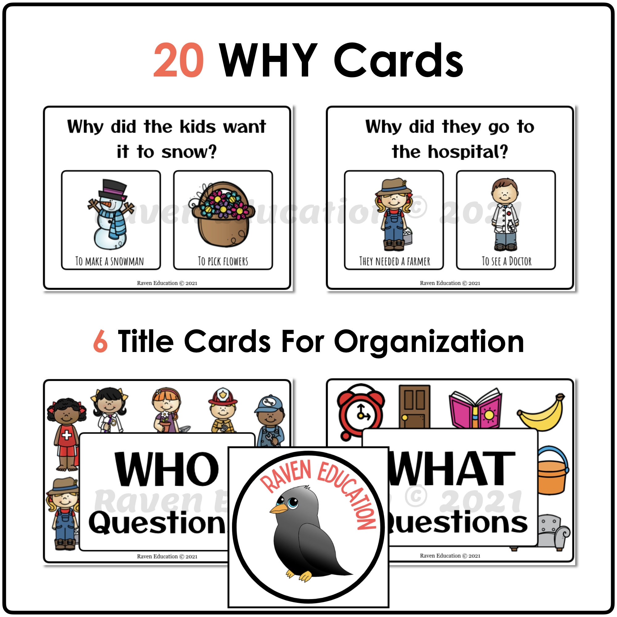 Wh questions 100 Printable Task Cards who What Where When 