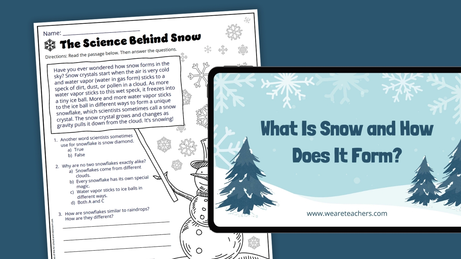 Free Printable Winter Language Arts Worksheets