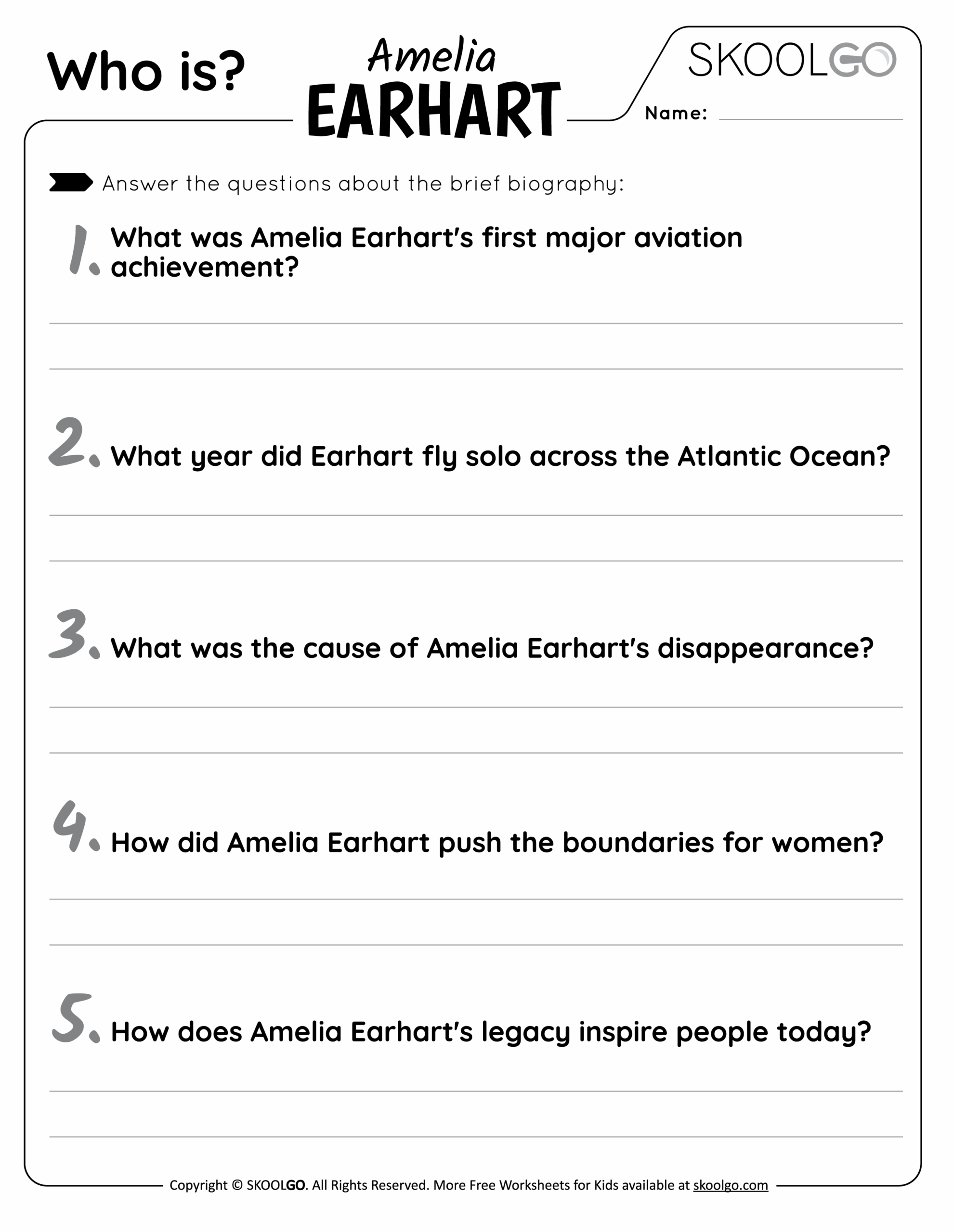Who Is Amelia Earhart Free Worksheet For Kids SKOOLGO Who Is Amelia Earhart Free Worksheet For Kids SKOOLGO