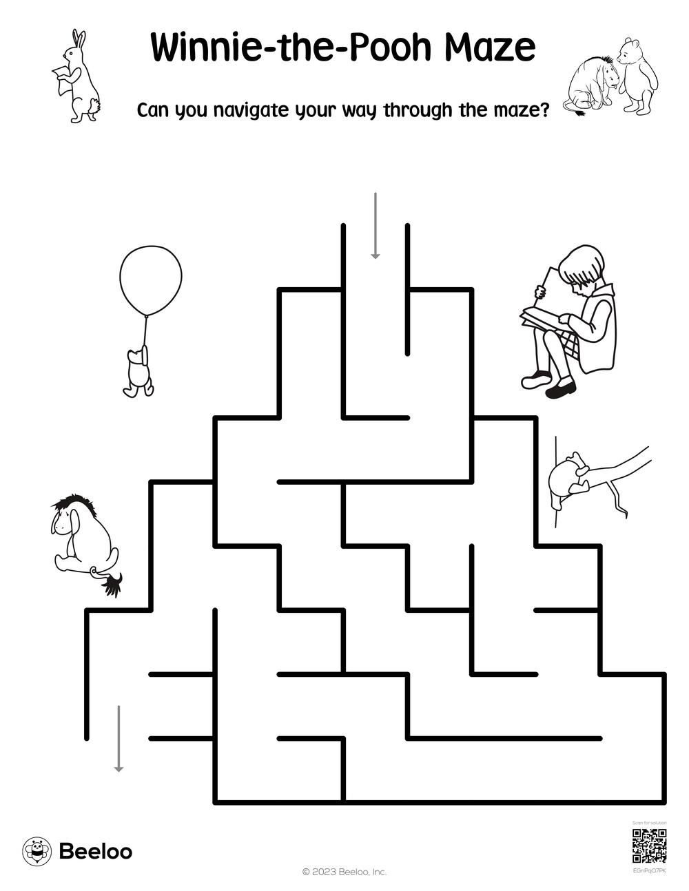 Winnie the Pooh Maze Beeloo Printable Crafts And Activities For Kids