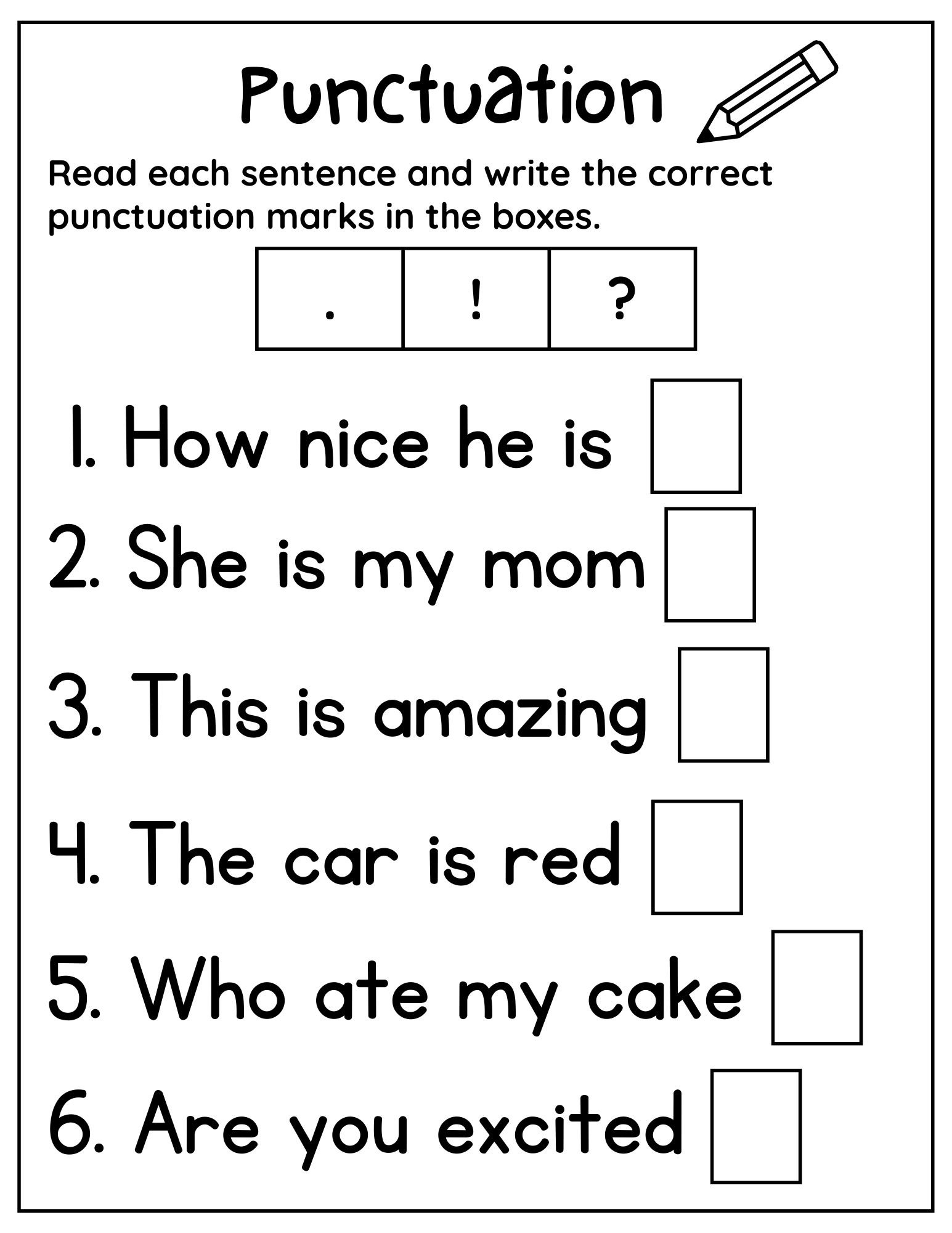 Winter Early Finishers 1st Grade ELA Exclamatory Sentences 