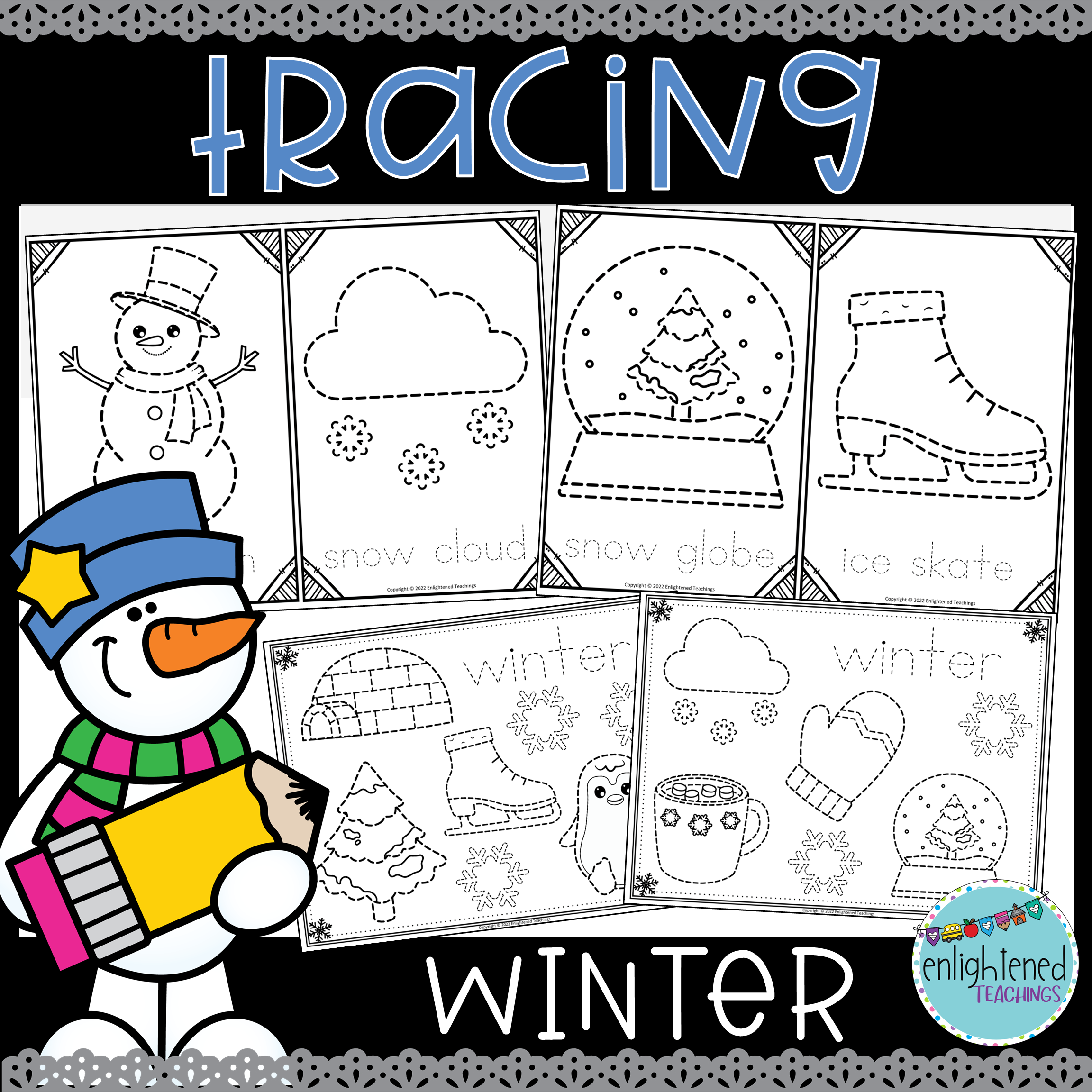 Winter Tracing Worksheets Fine Motor Activity Winter Prewriting Worksheets Made By Teachers