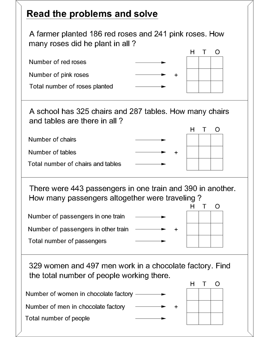 Word Problem Addition Math Worksheets Word Problem Addition Math Worksheets