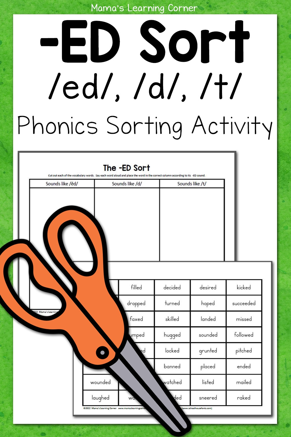 Words Ending In ED Phonics Sorting Activity Mamas Learning Corner Words Ending In ED Phonics Sorting Activity Mamas Learning Corner