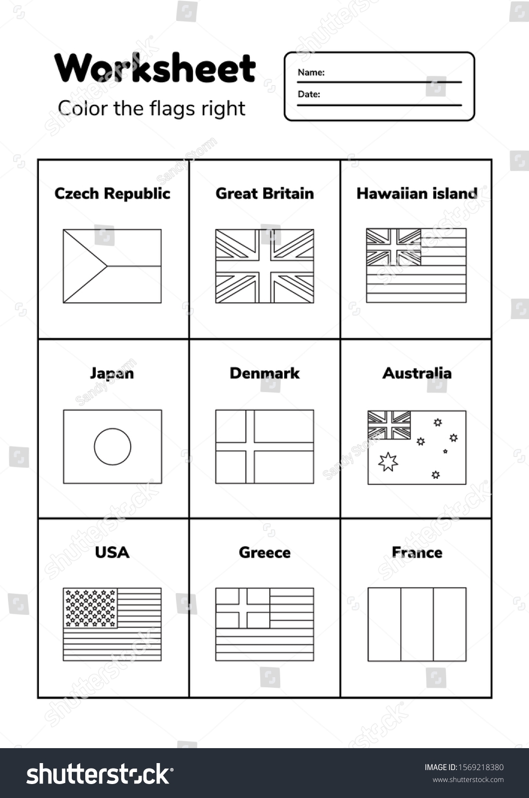 Worksheet On Geography Preschool School Kids Stock Vector Royalty 