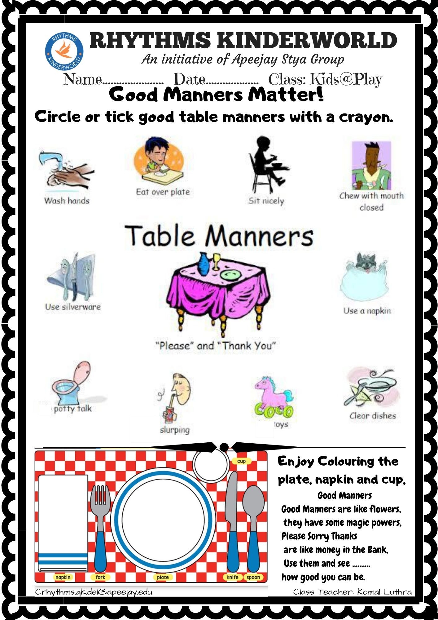 Worksheet On Good Manners Manners For Kids Teaching Manners 
