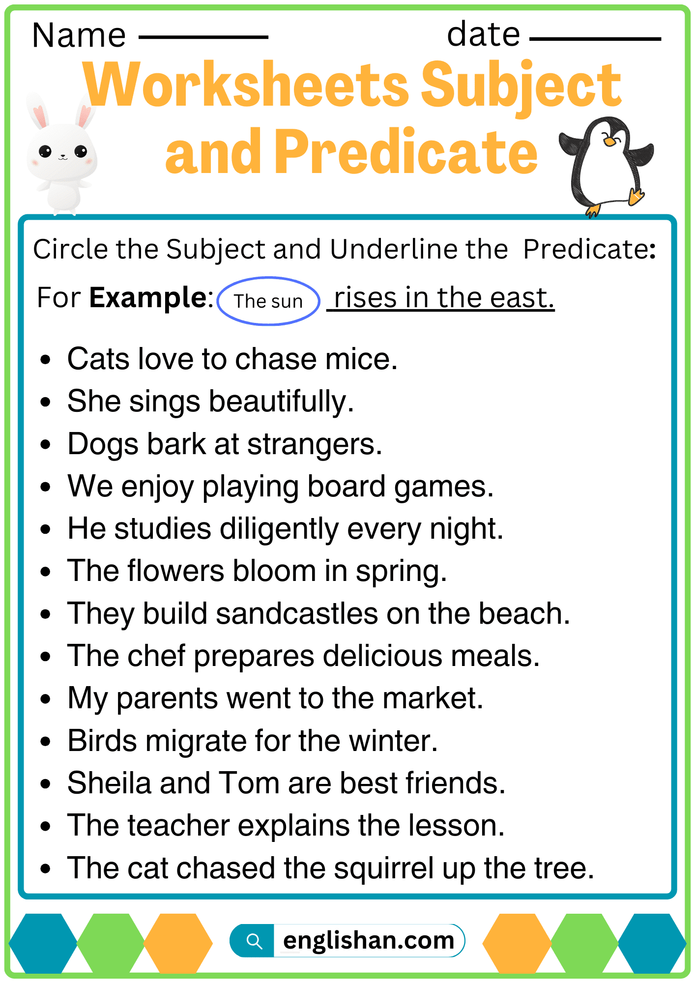 Worksheet Subject And Predicate In English Englishan Worksheet Subject And Predicate In English Englishan