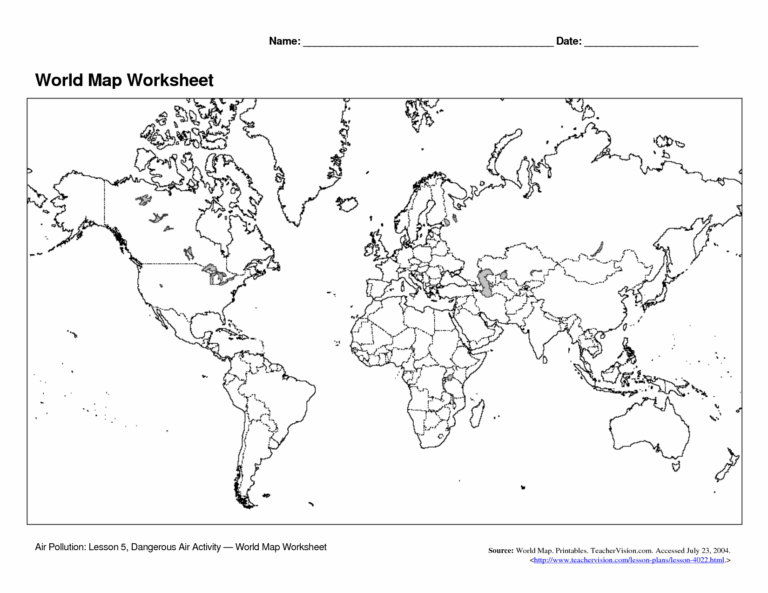 World Map Worksheet Blank World Map Free Printable World Map Worksheets Library