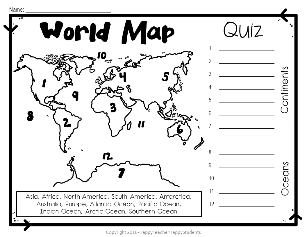 Free Printable 7 Continents Worksheet