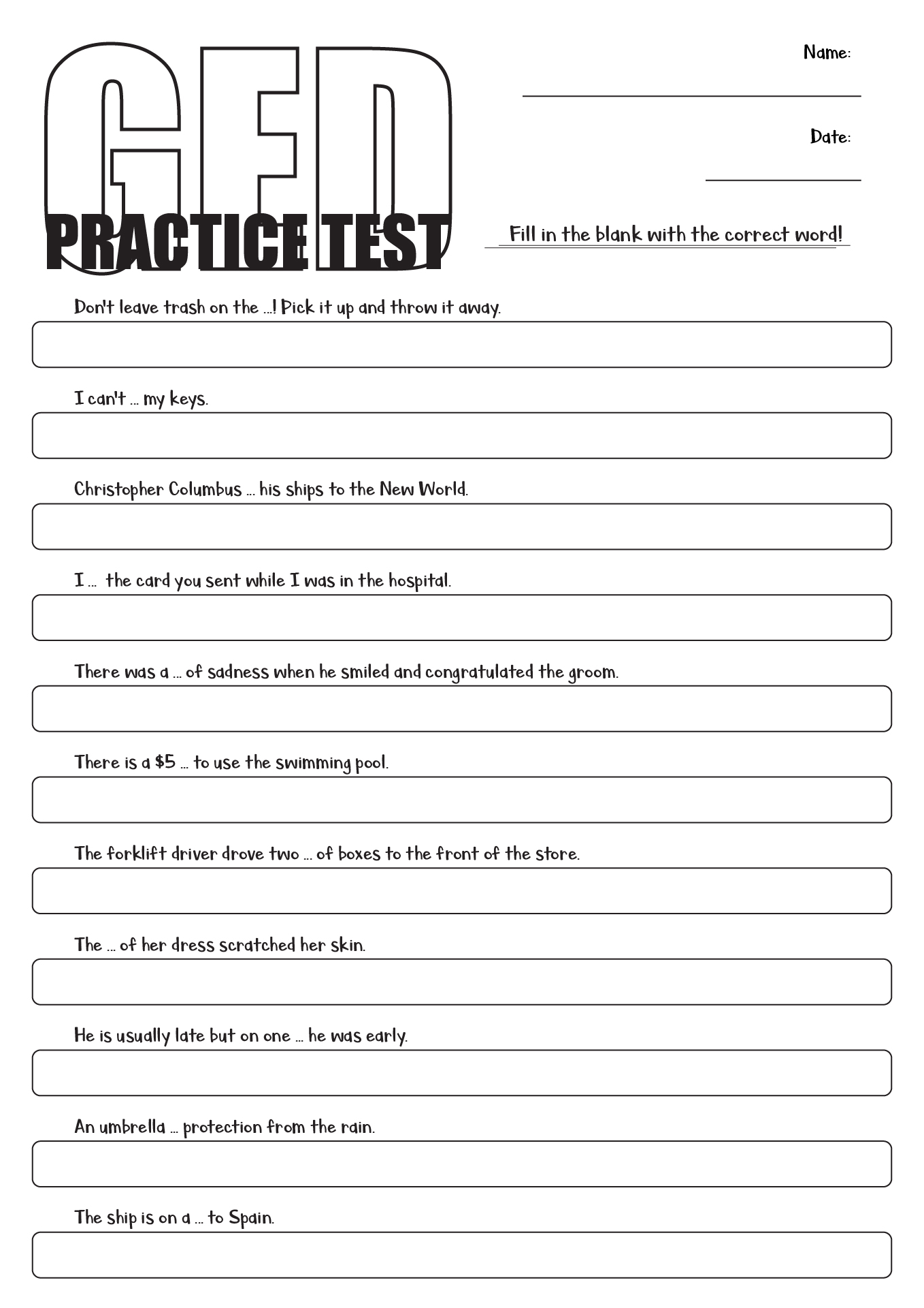 Free Printable Ged Reading Worksheets Free Printable Ged Reading Worksheets