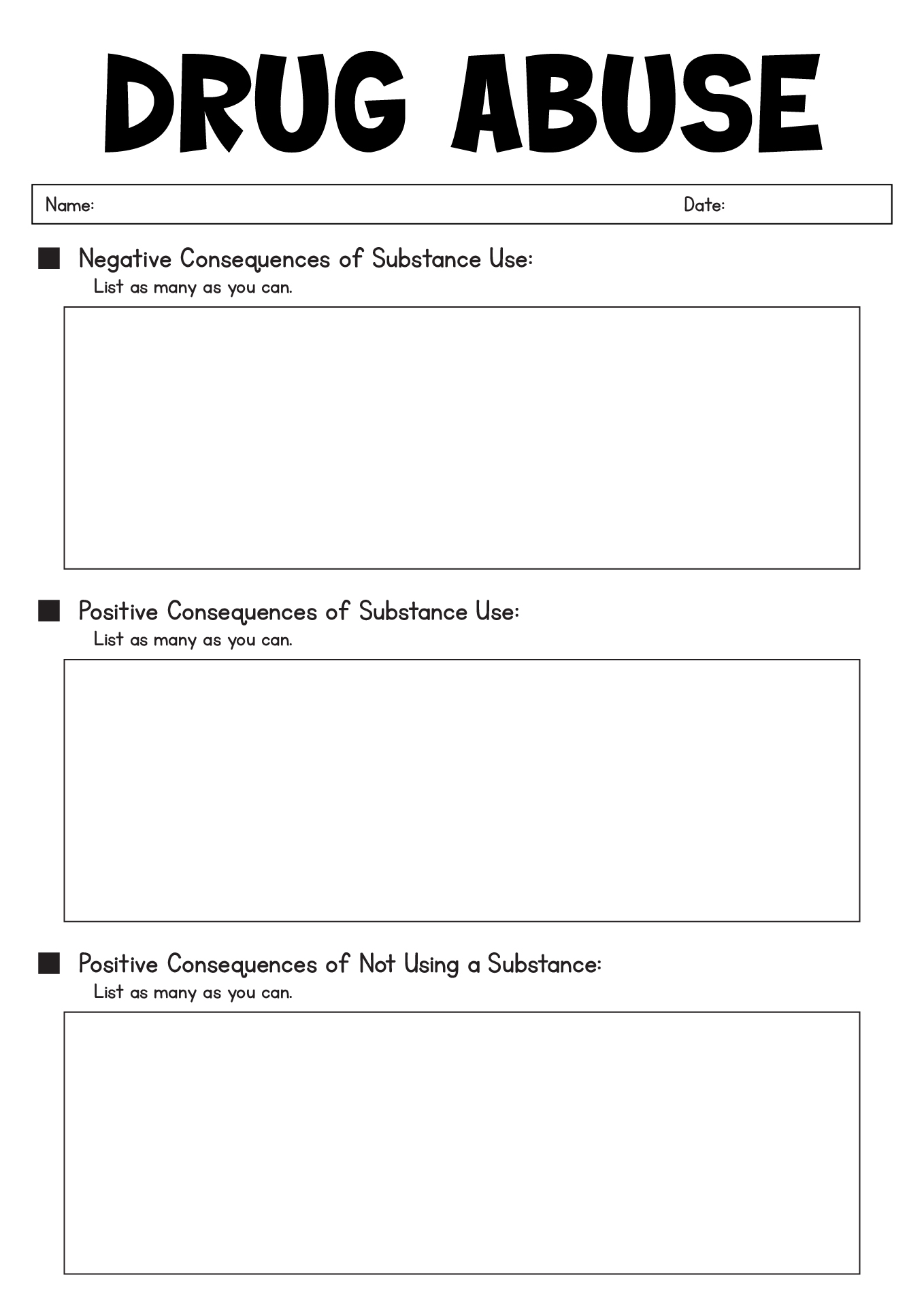 Drug Free Worksheets Printable Drug Free Worksheets Printable