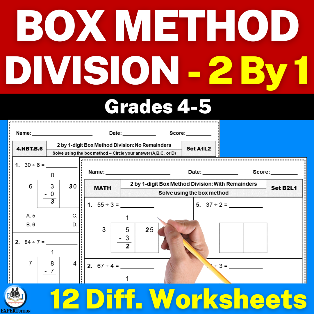 2 Digit By 1 Digit Box Method Division Worksheets 4th Grade 