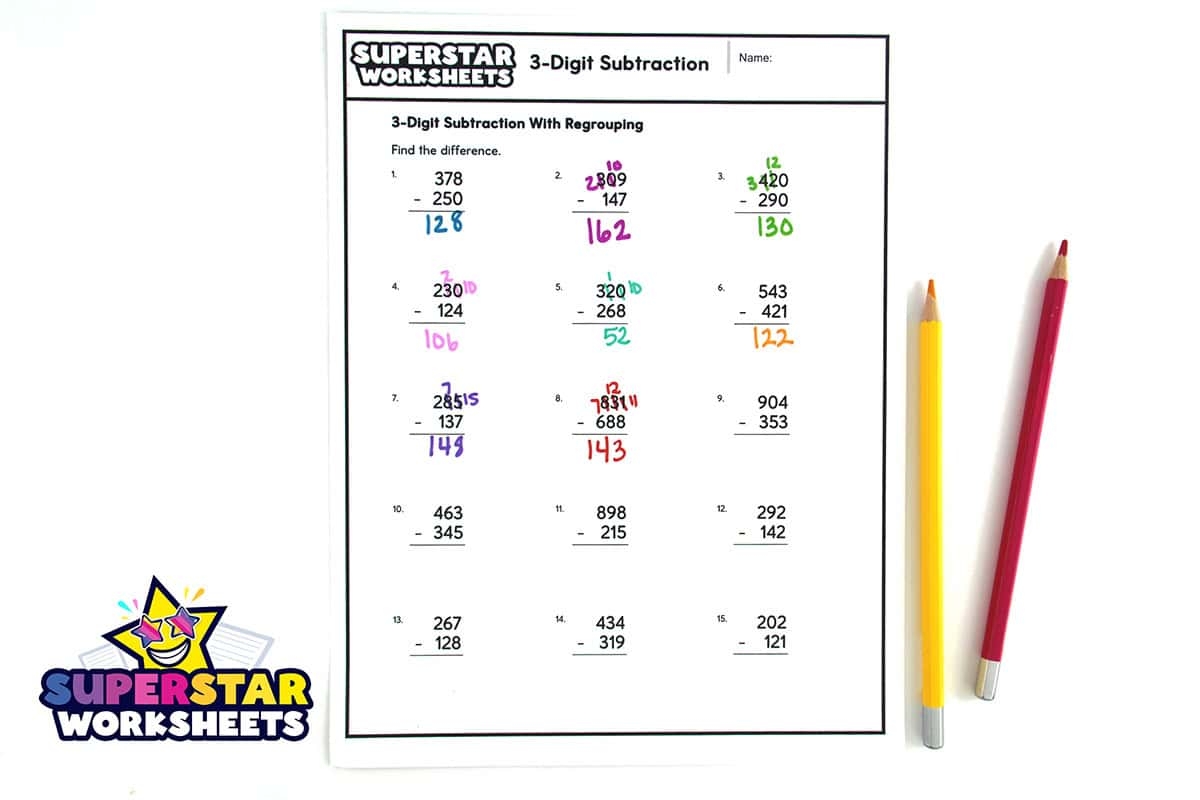 3 Digit Subtraction Worksheets Superstar Worksheets 3 Digit Subtraction Worksheets Superstar Worksheets