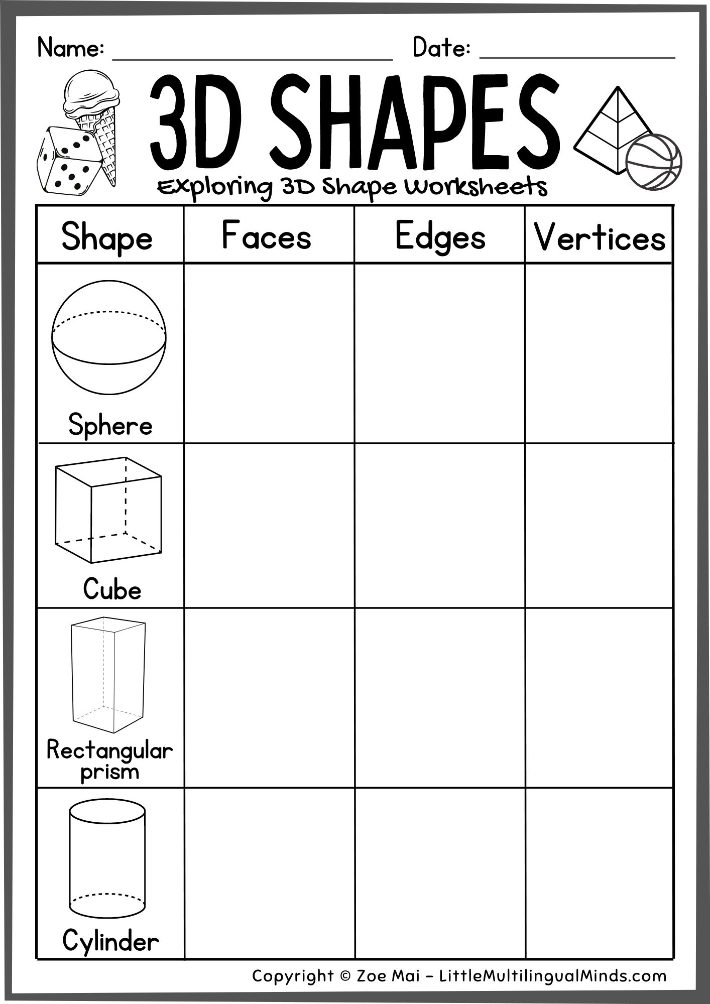 Free Printable Cube Worksheets For Kindergarten Free Printable Cube Worksheets For Kindergarten
