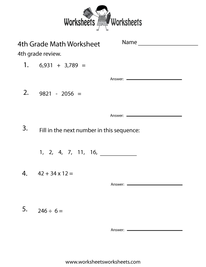 4th Grade Math Review Worksheet Worksheets Worksheets 4th Grade Math Review Worksheet Worksheets Worksheets