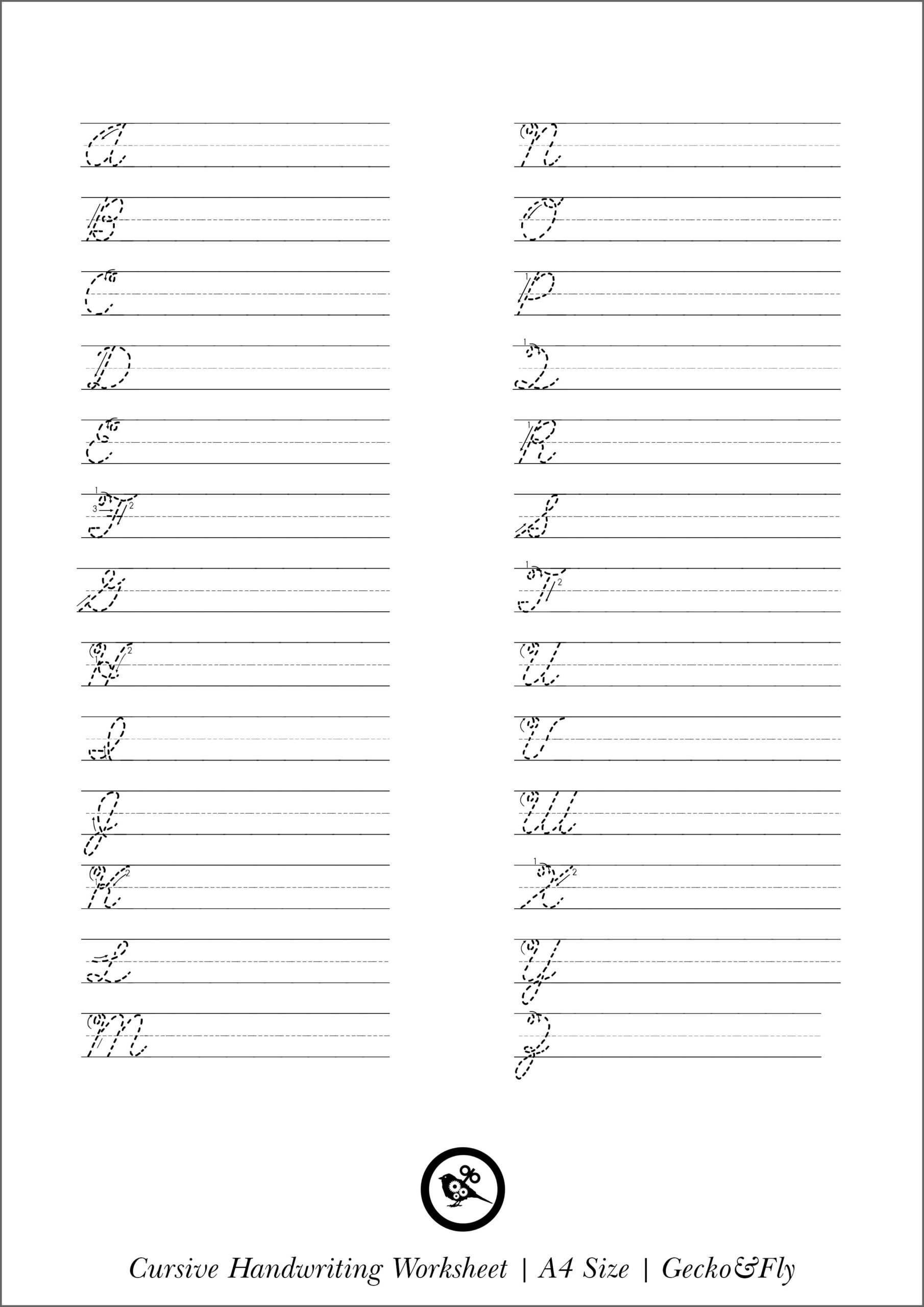 Free Printable Cursive Writing Practice Worksheets