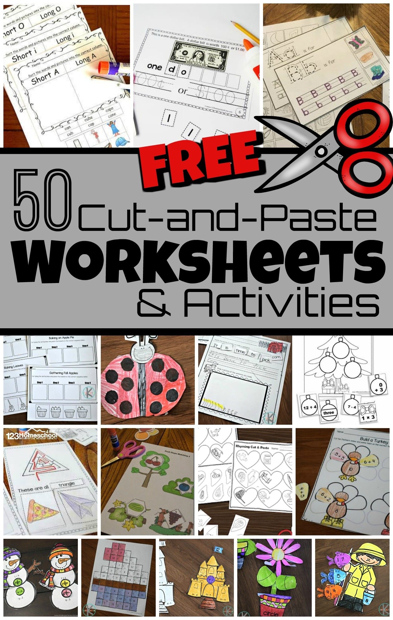 50 FREE Cut And Paste Worksheets And Activities For Kids 50 FREE Cut And Paste Worksheets And Activities For Kids