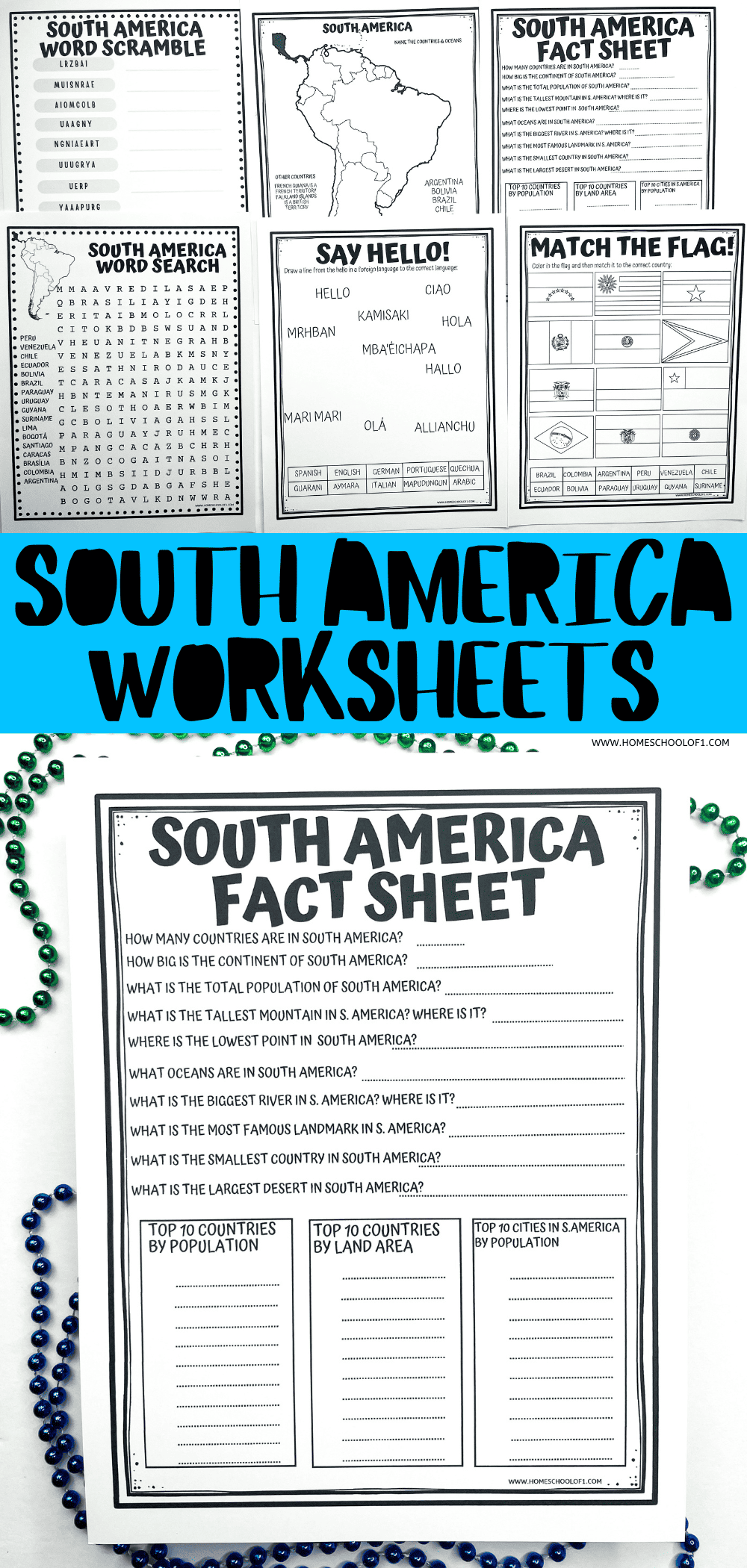 Free Printable Worksheets On South America