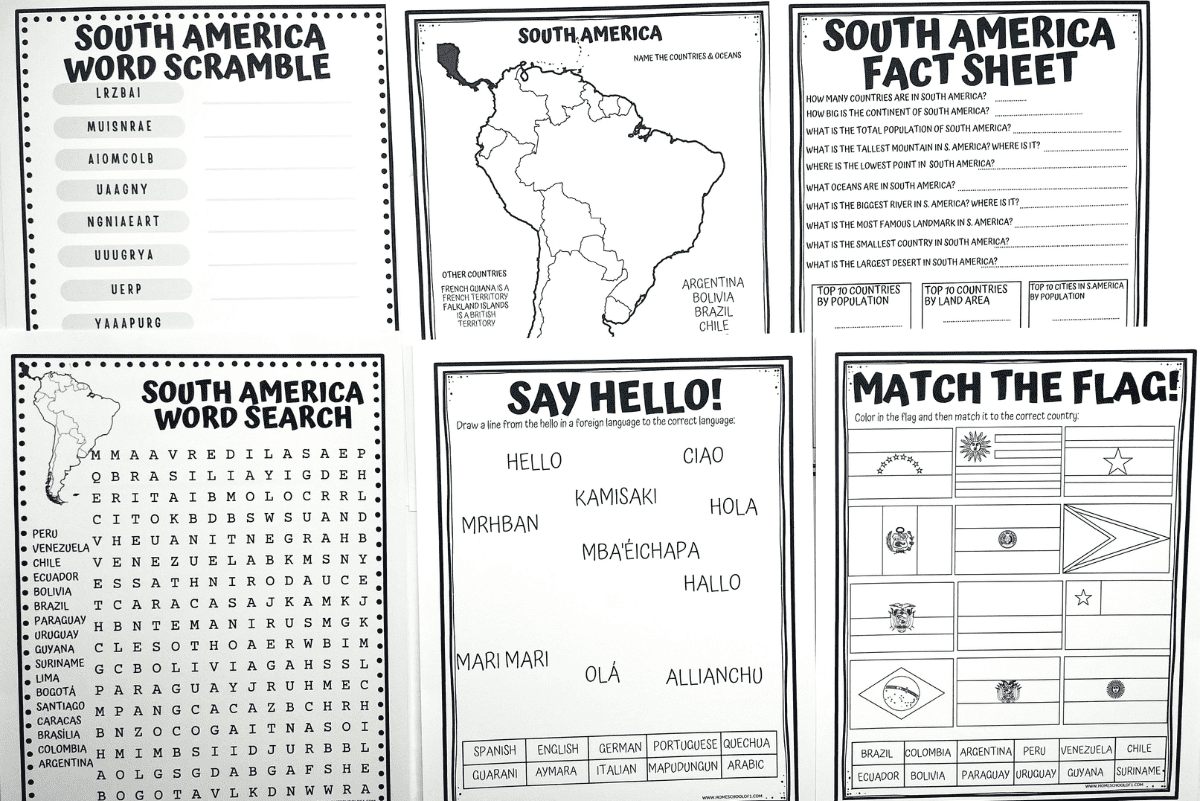 7 Countries Of South America Worksheets Free Printable