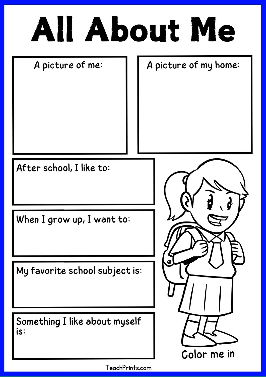 9 Free All About Me Worksheets Printables Teach Prints