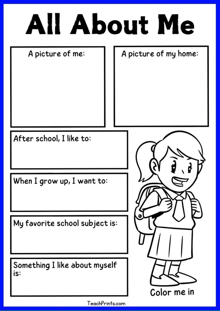 9 Free All About Me Worksheets Printables Teach Prints
