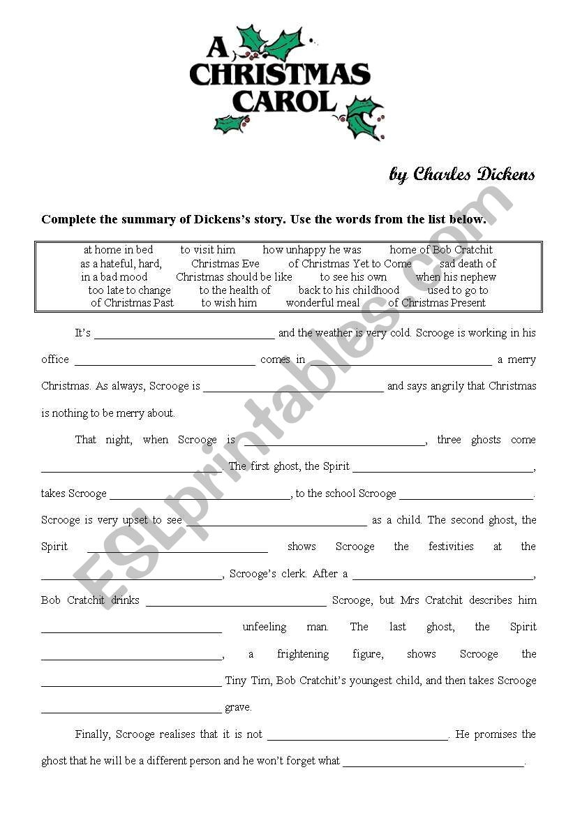 A Christmas Carol ESL Worksheet By Yppos59