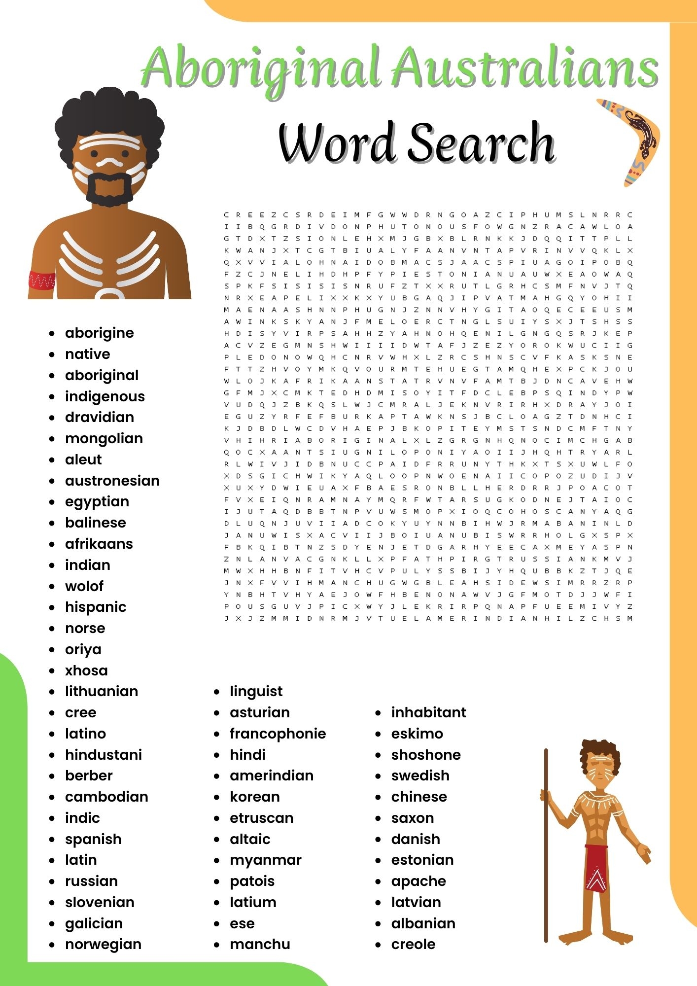 Aboriginal Australians Word Search Puzzle Worksheet Activities For Kids Made By Teachers