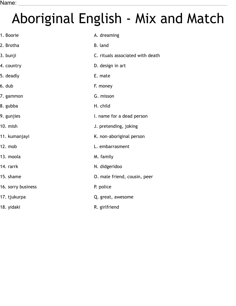 Free Printable Aboriginal Worksheets