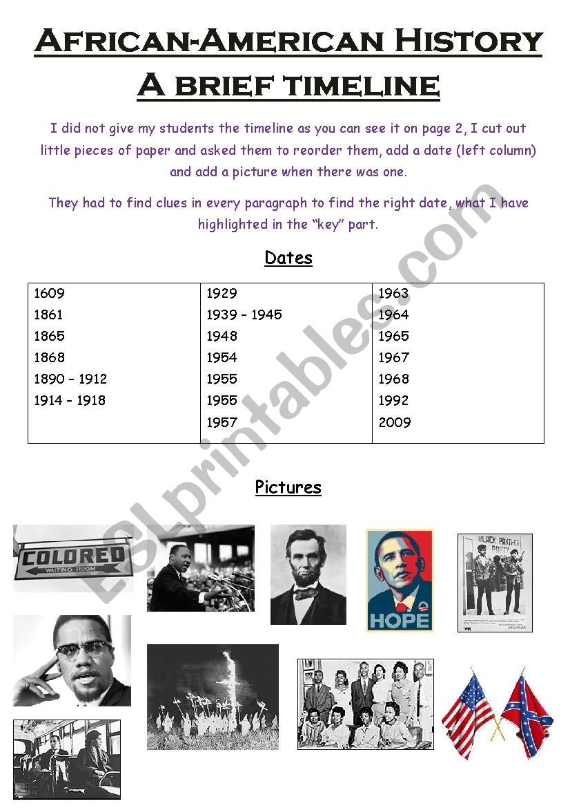 Free Printable African American History Worksheets Free Printable African American History Worksheets