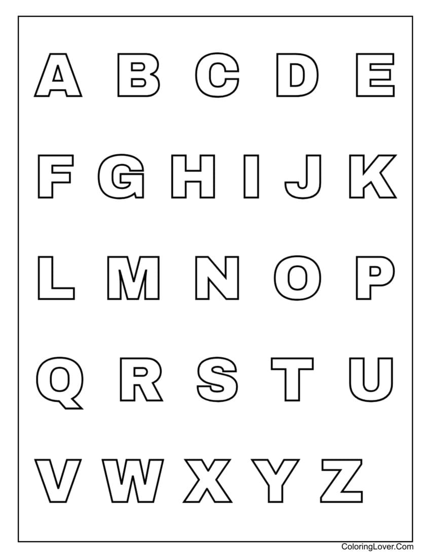 Alphabet Coloring Pages Free Printable A Z Letters In PDF