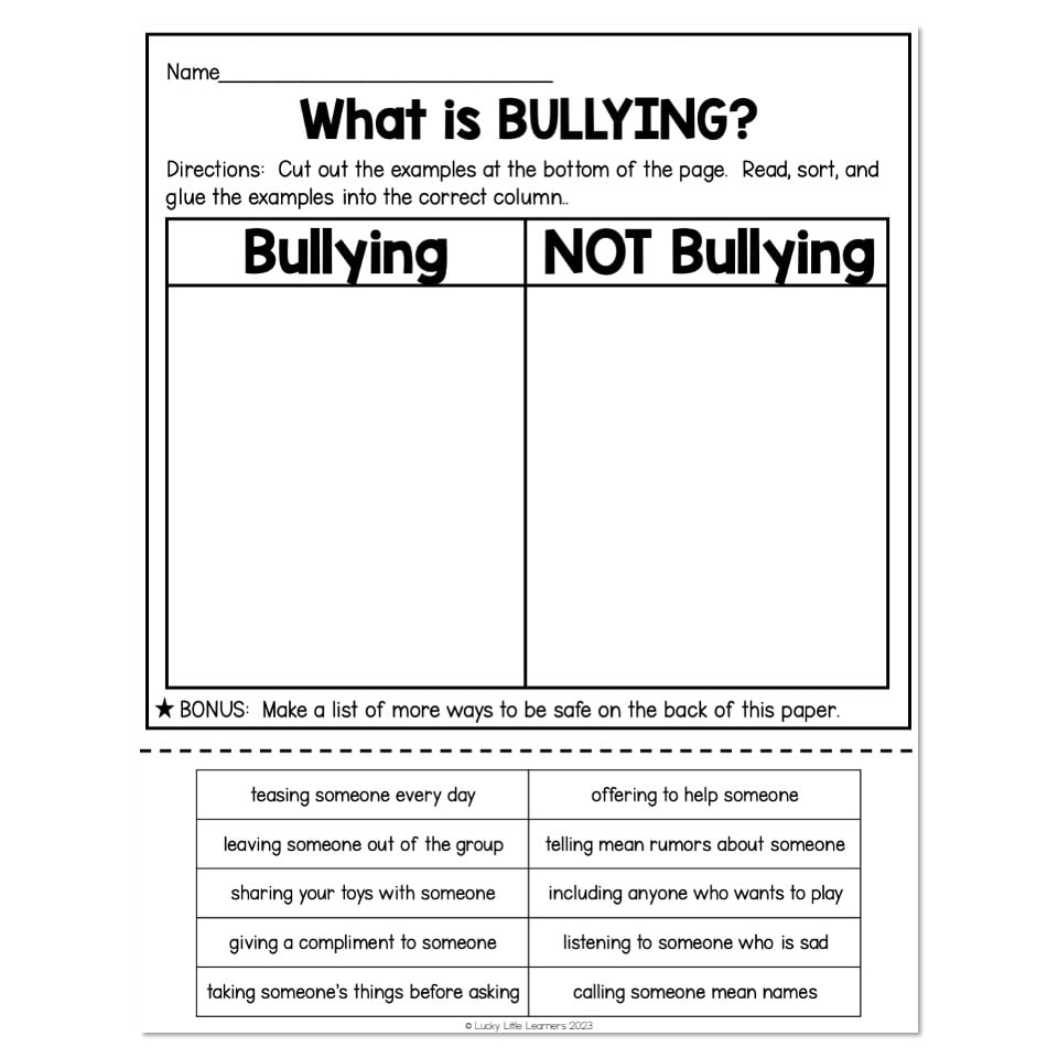 Anti Bullying Bullying Sort Lucky Little Learners Anti Bullying Bullying Sort Lucky Little Learners