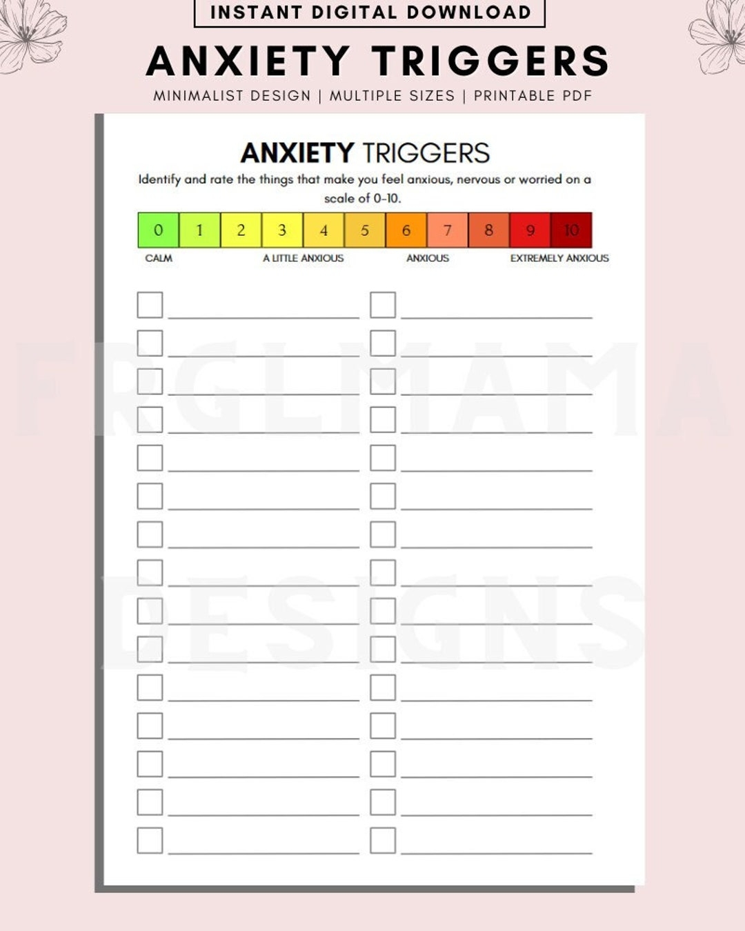 Anxiety Triggers Printable Anxiety Worksheets Therapy Tools Therapy Worksheets Anxiety Journal Therapy Office DBT CBT Anxiety Journal Etsy