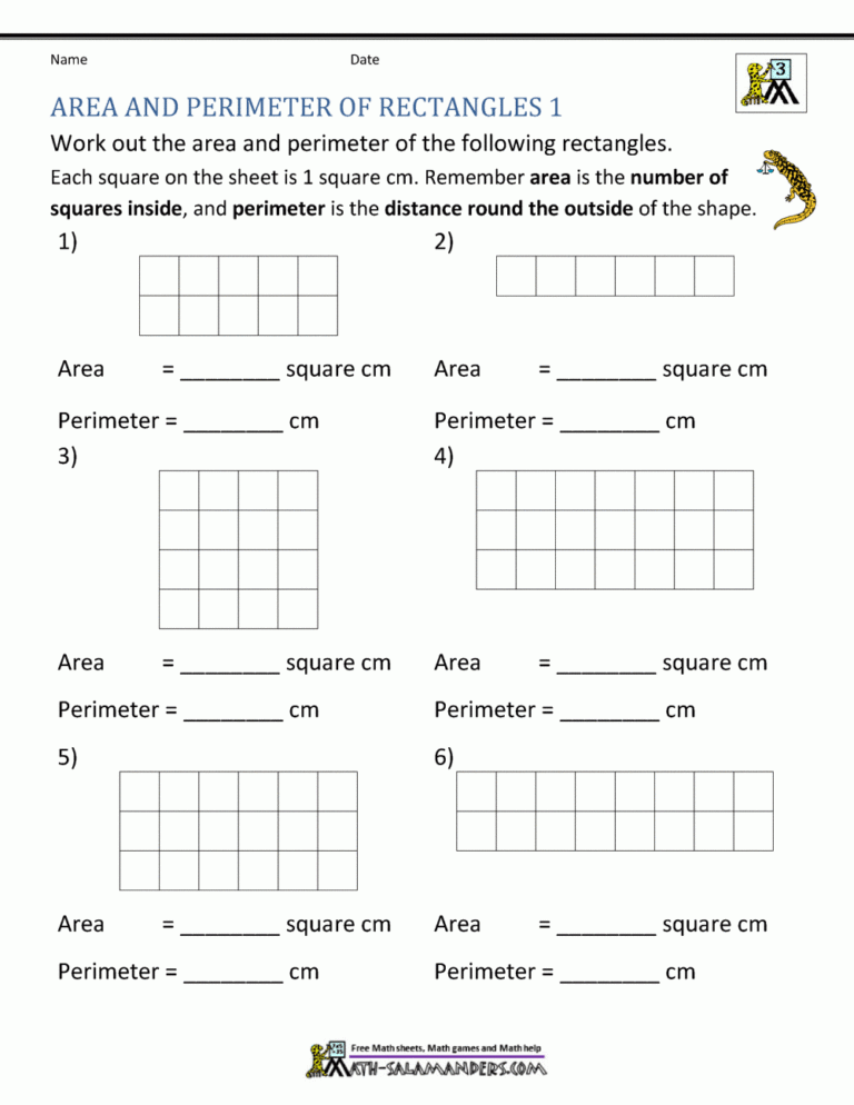 Area And Perimeter Of Rectangle