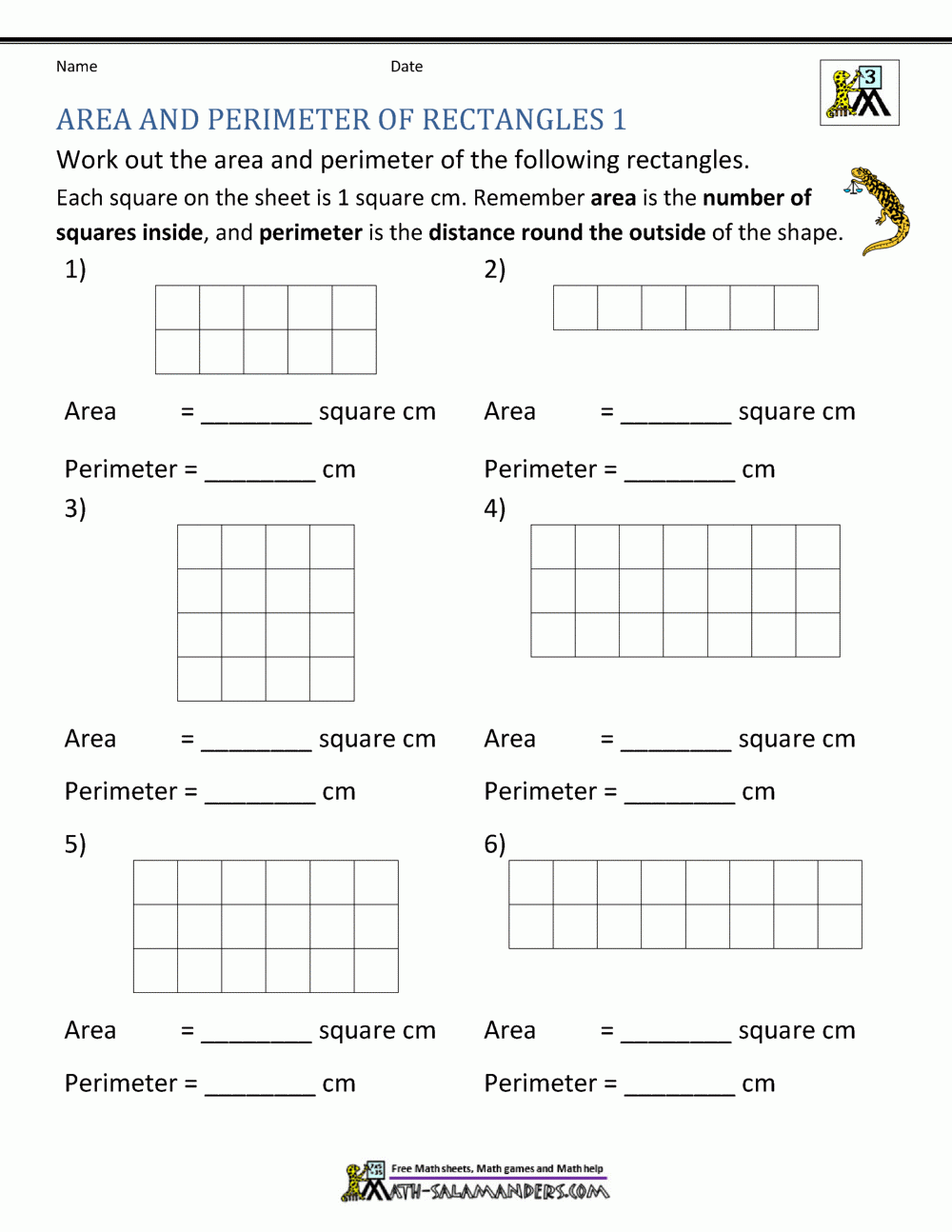 Area And Perimeter Of Rectangle