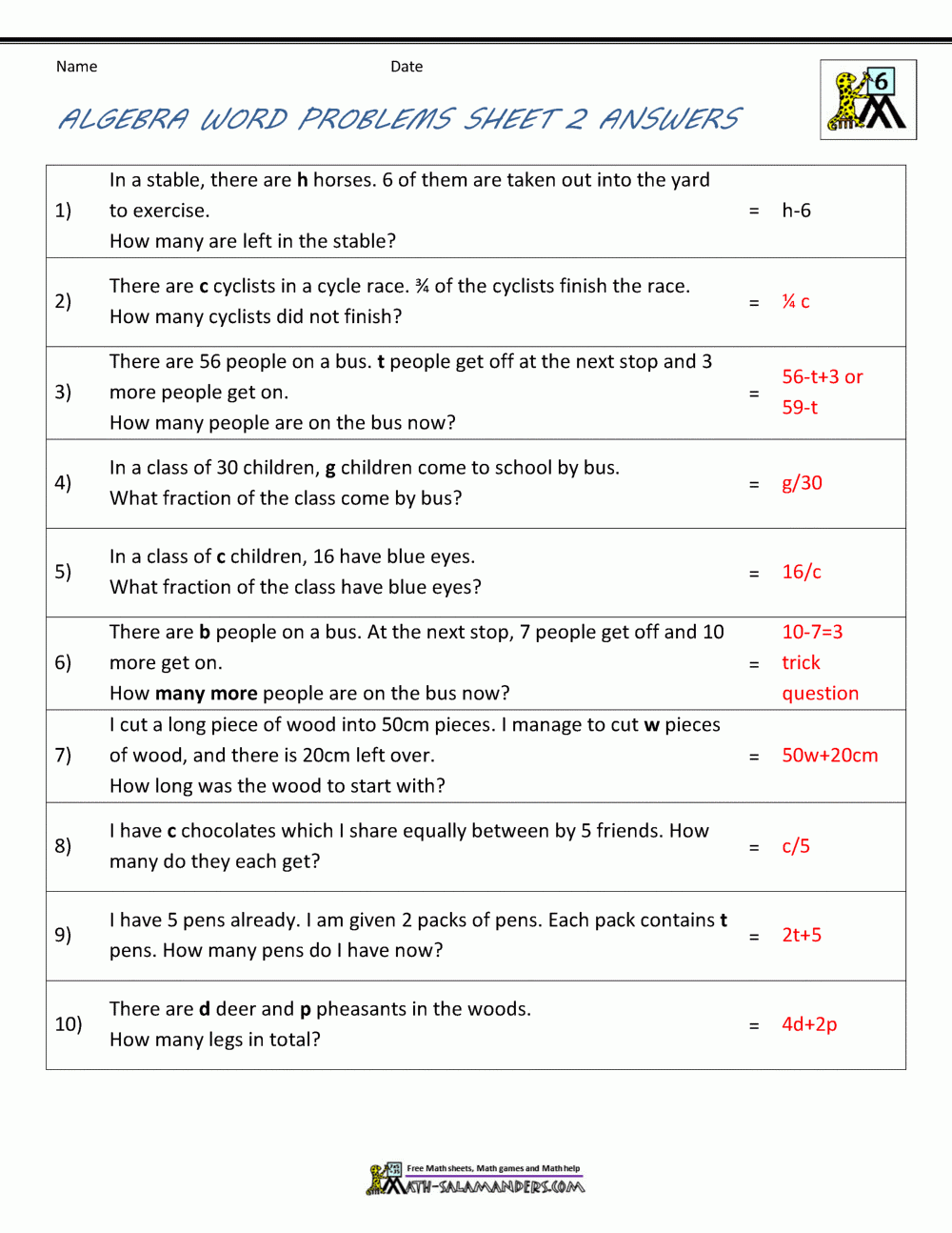 Free Printable Pre Algebra Worksheets Free Printable Pre Algebra Worksheets