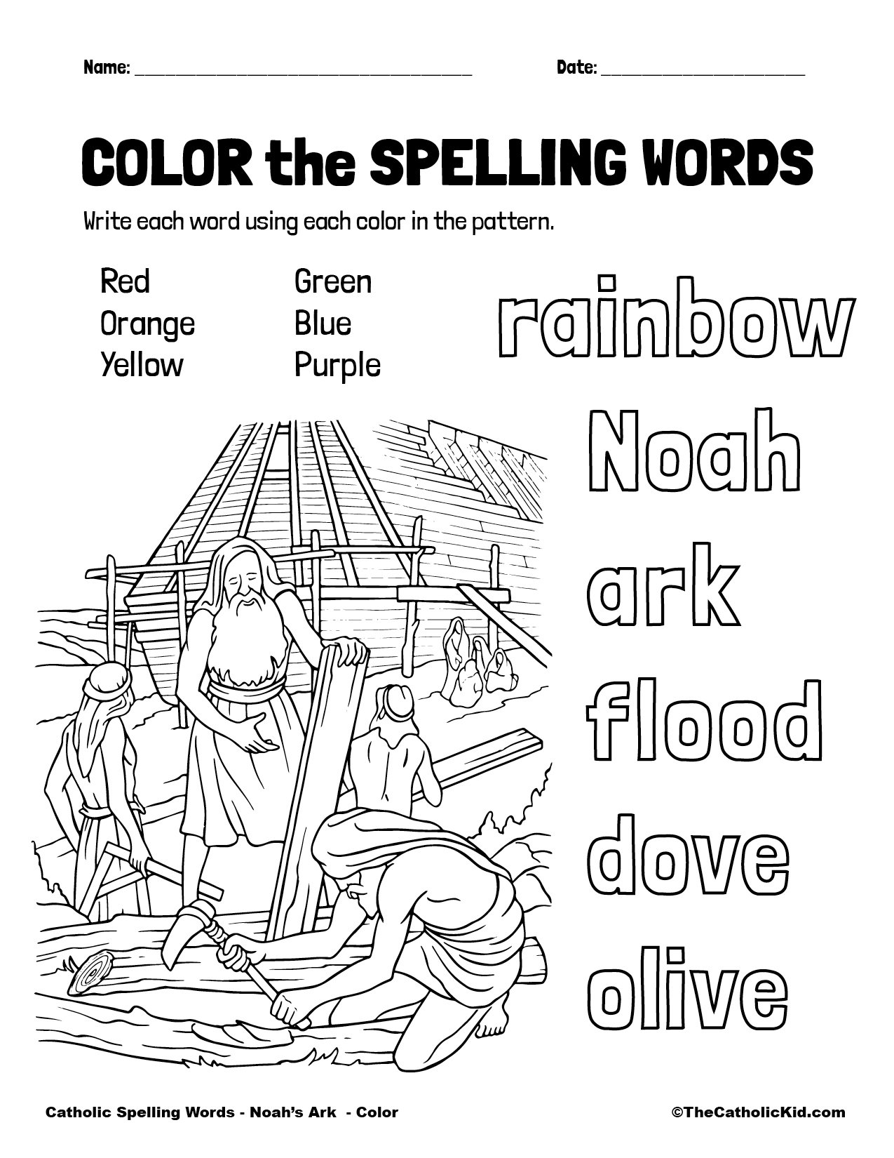 Catholic Spelling U0026 Vocabulary Words Noah s Ark Worksheets TheCatholicKid