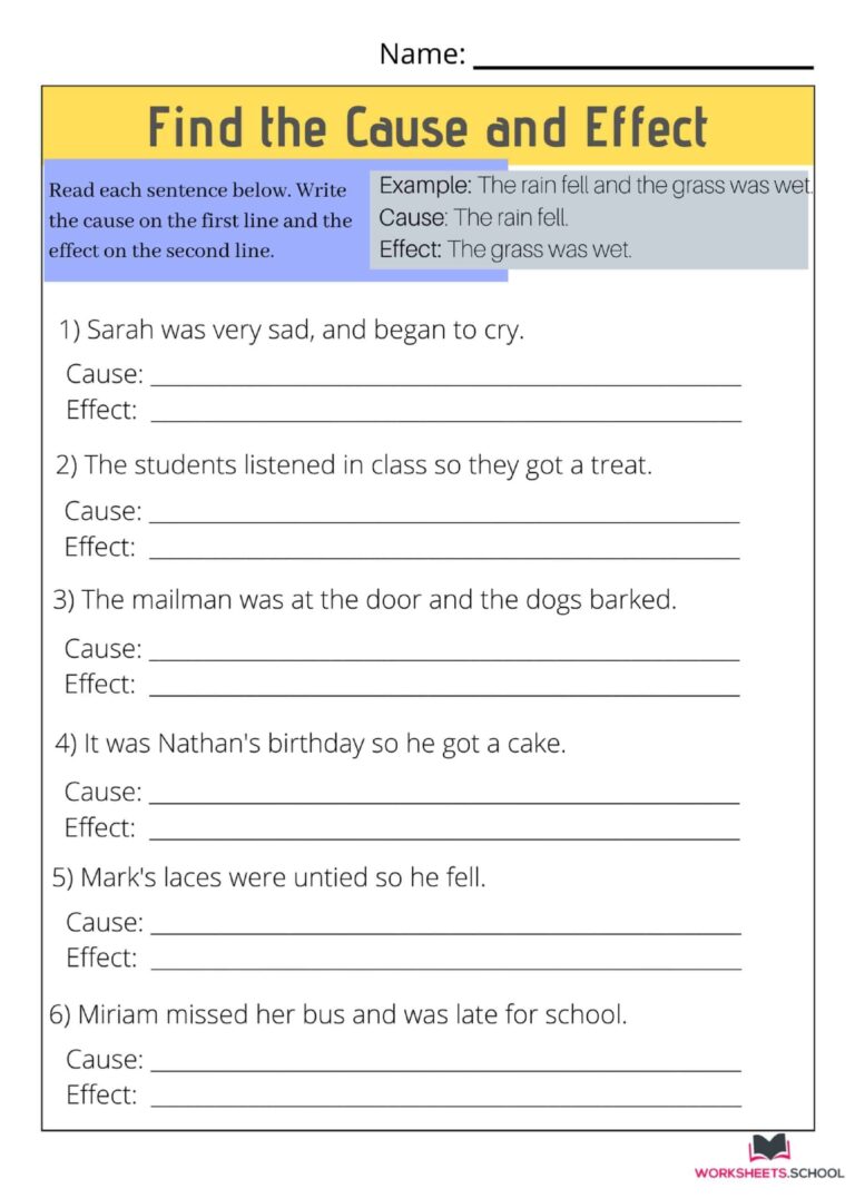 Cause And Effect Worksheets For Grade 1 K5 Learning Worksheets Library