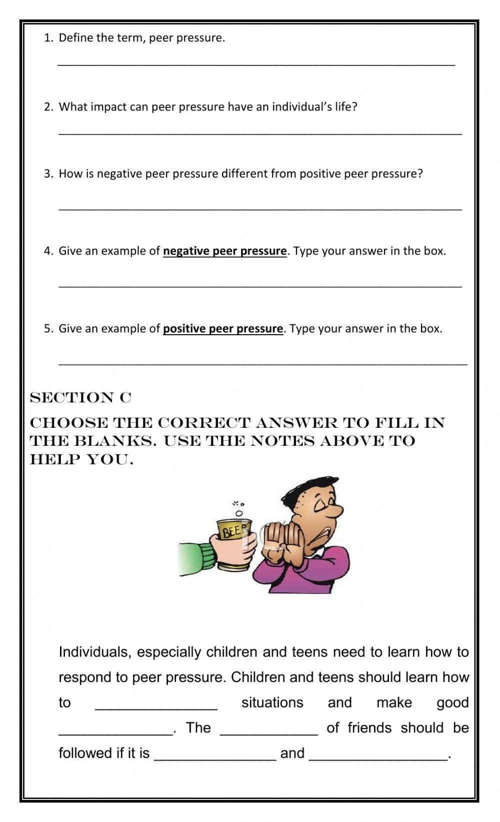 Choices Peer Pressure Worksheet Live Worksheets Worksheets Library