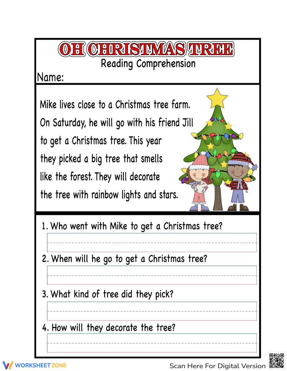 Free Printable Christmas Reading Comprehension Worksheets