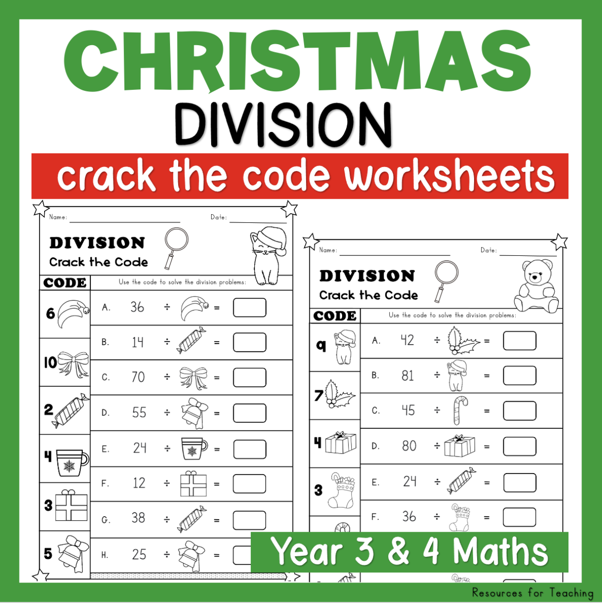Christmas Crack The Code Division Worksheets Resources For Teaching Australia