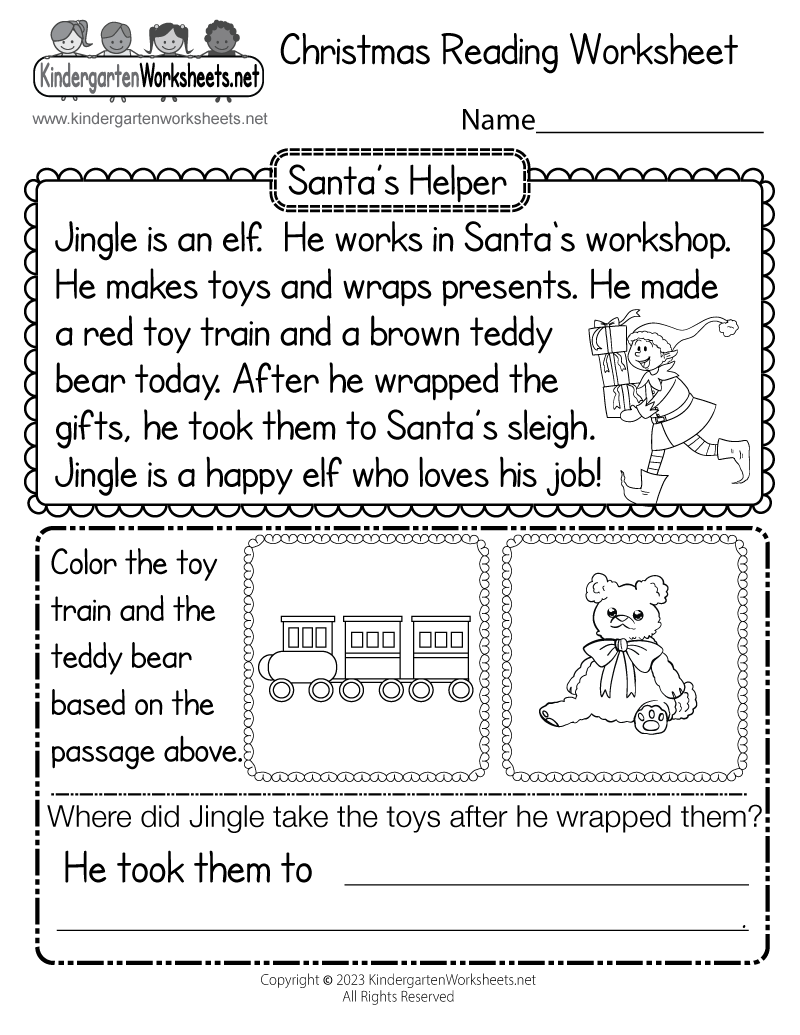 Christmas Reading Worksheet Free Printable Digital U0026 PDF