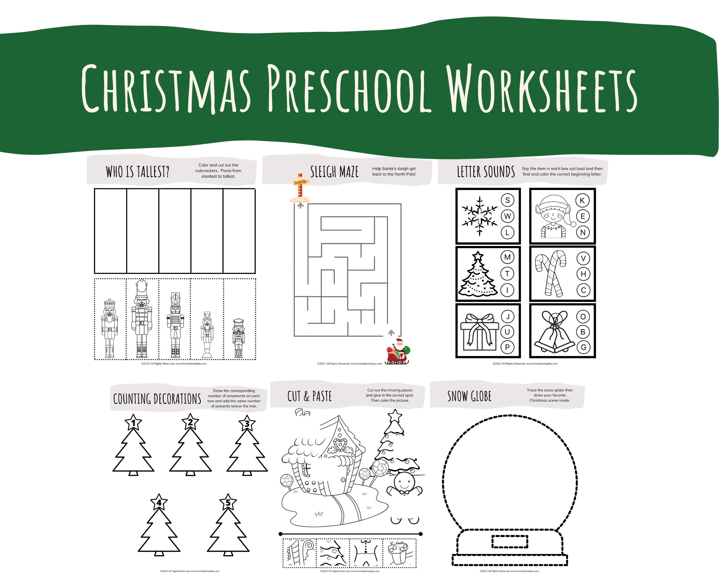 Christmas Worksheets Christmas Pre k Printables Preschool Worksheets Christmas Activity Sheets Christmas Activities Pre k Activities Etsy