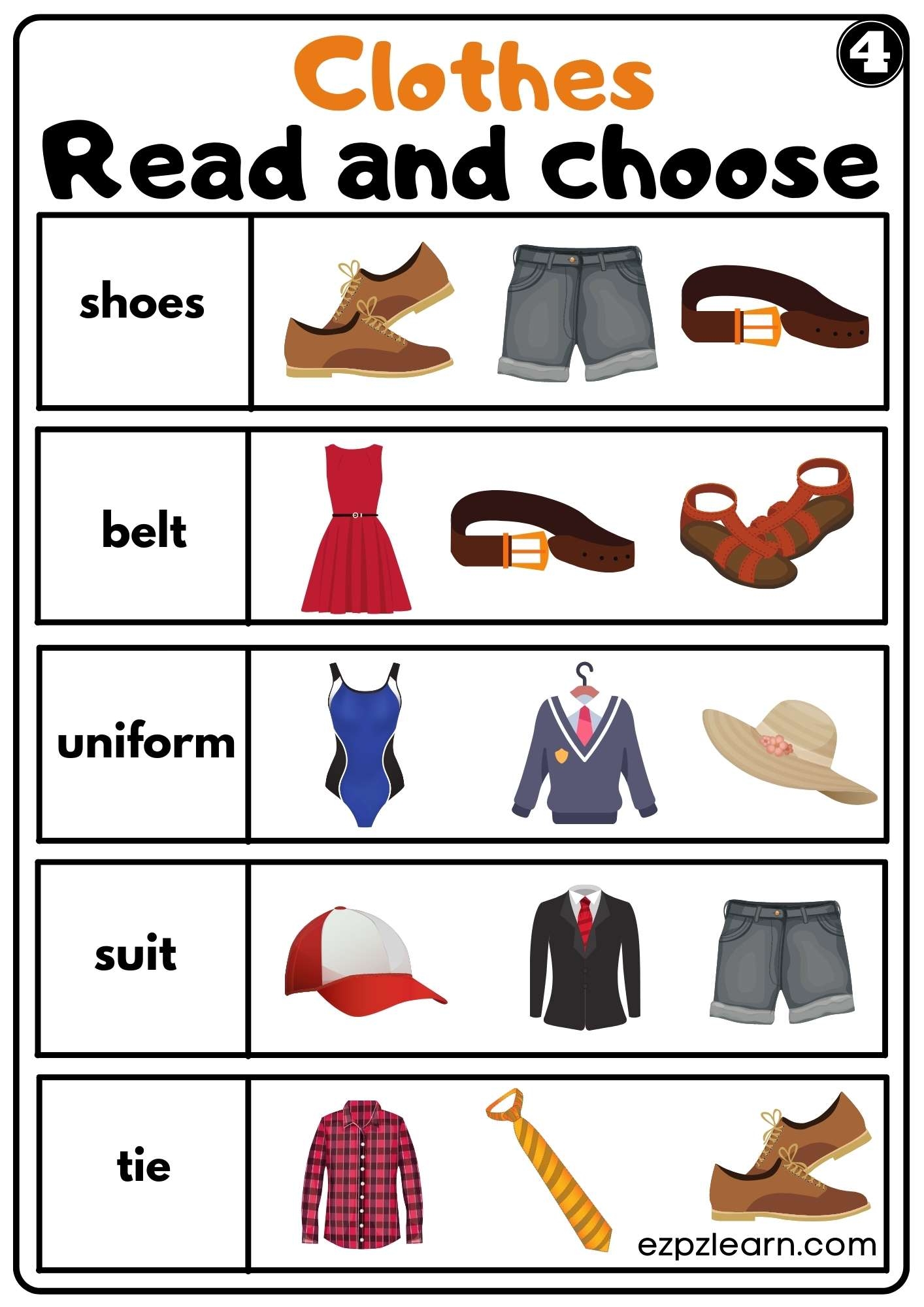 Clothes Read And Choose Worksheet For Kindergarten K5 And ESL Set 4 Ezpzlearn Clothes Read And Choose Worksheet For Kindergarten K5 And ESL Set 4 Ezpzlearn