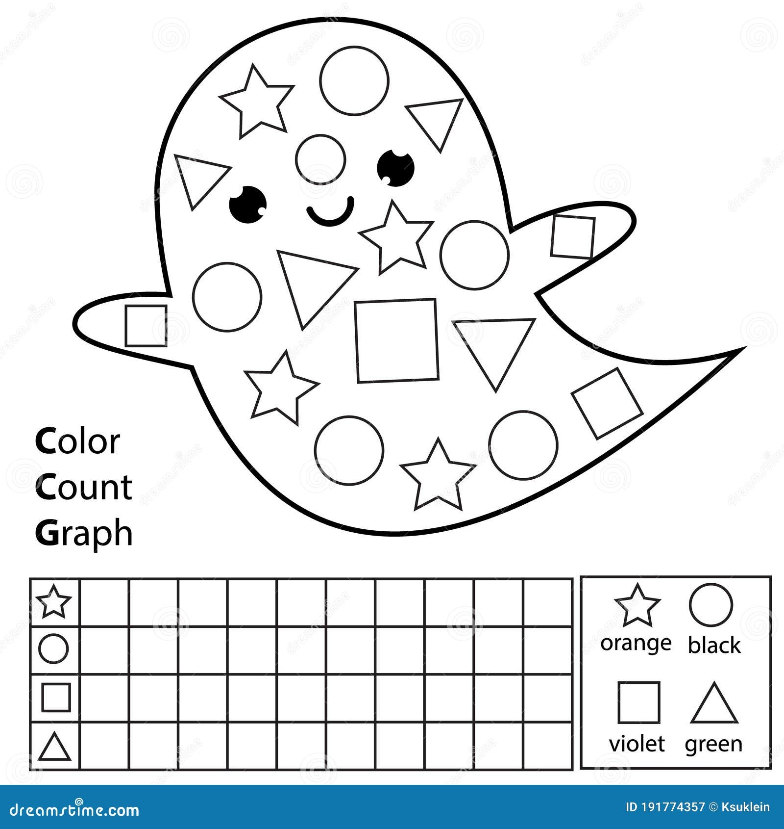 Color Count And Graph Educational Children Game Color Halloween Cute Ghost And Counting Shapes Stock Vector Illustration Of Graph Homework 191774357