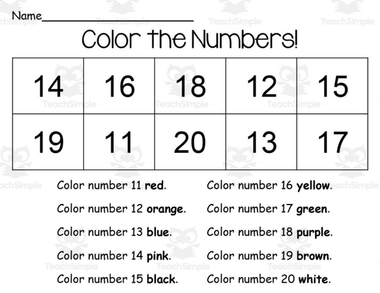 Color Your Numbers 11 20 Printable Worksheets Library