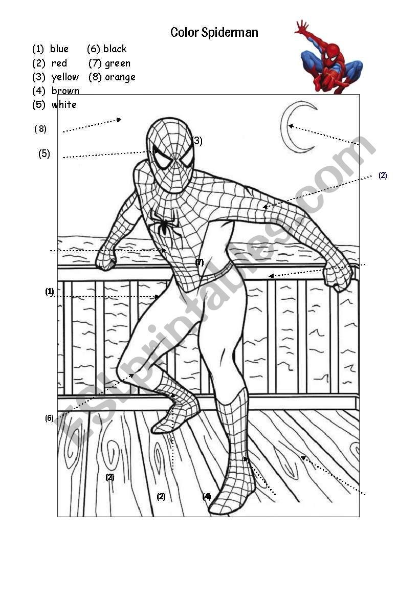 Colors Spiderman ESL Worksheet By Im Lety Colors Spiderman ESL Worksheet By Im Lety