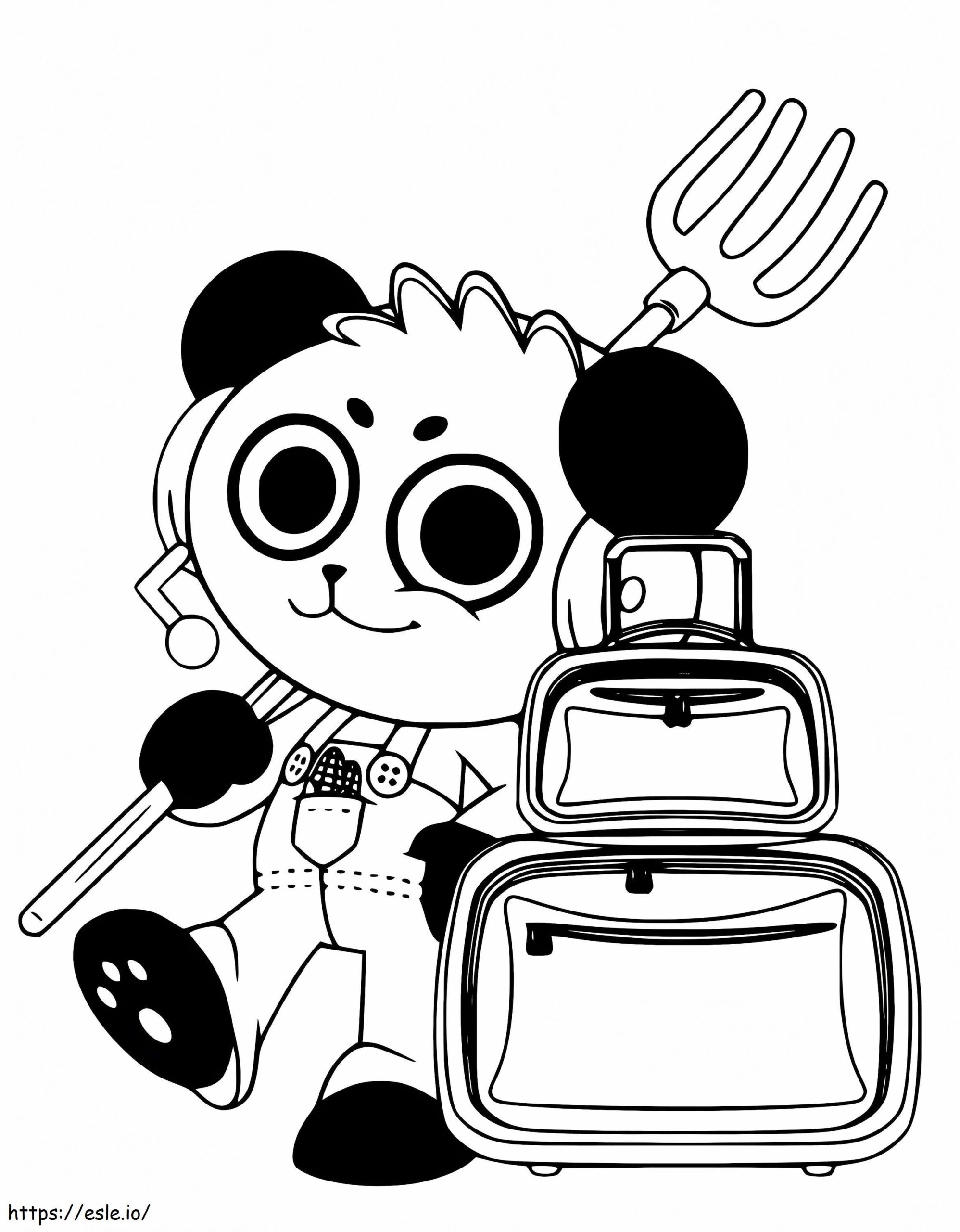 Combo Panda And Suitcase Coloring Page Combo Panda And Suitcase Coloring Page