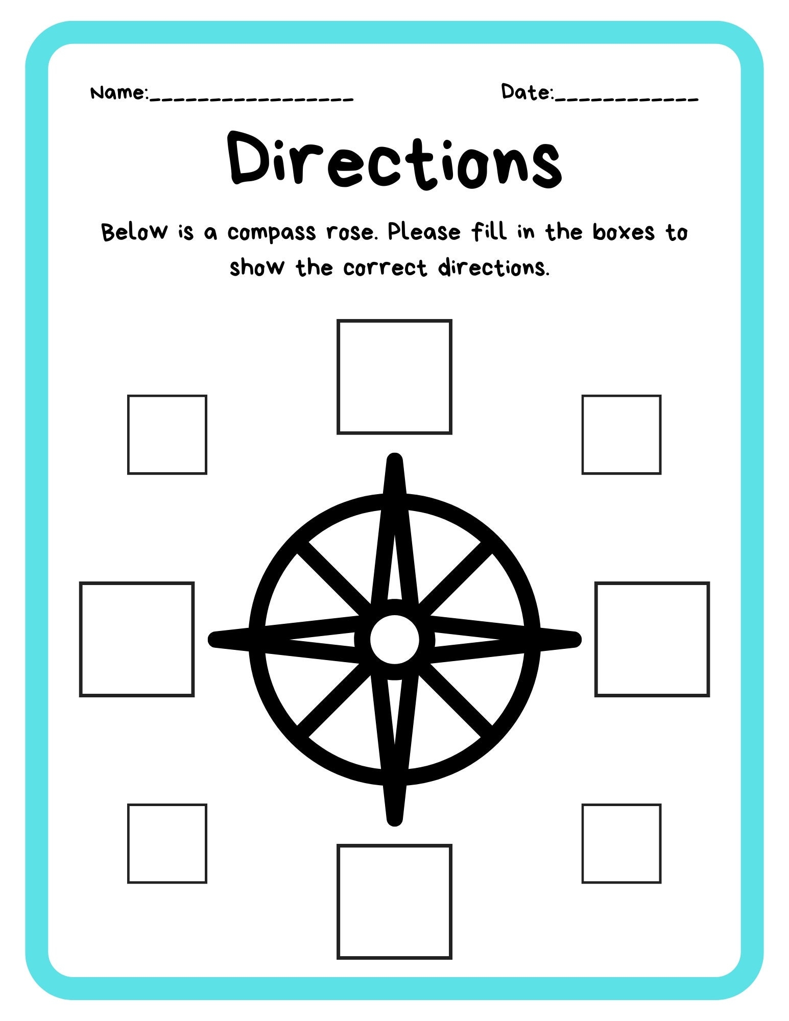 Compass Worksheet Etsy