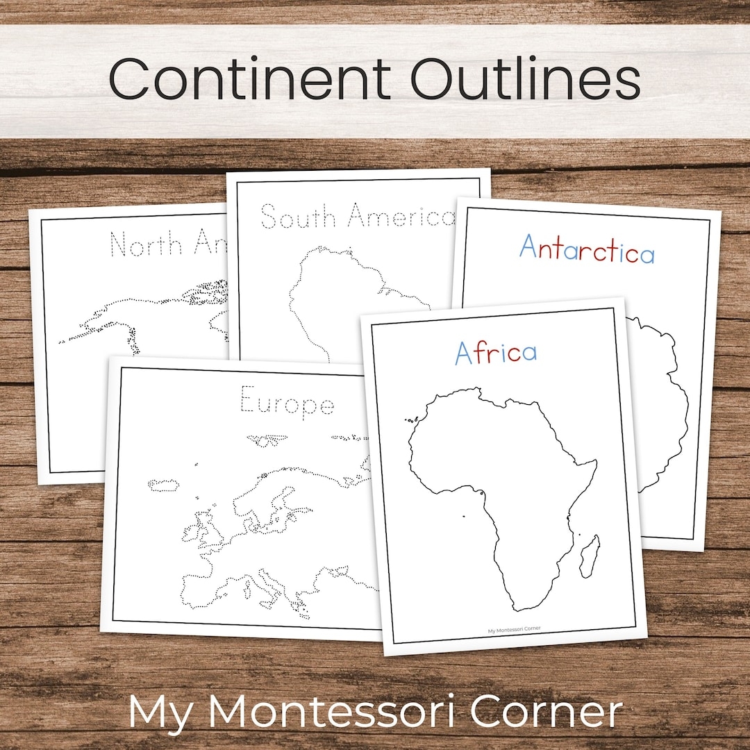 Continents Tracing Worksheets And Art Template Outlines